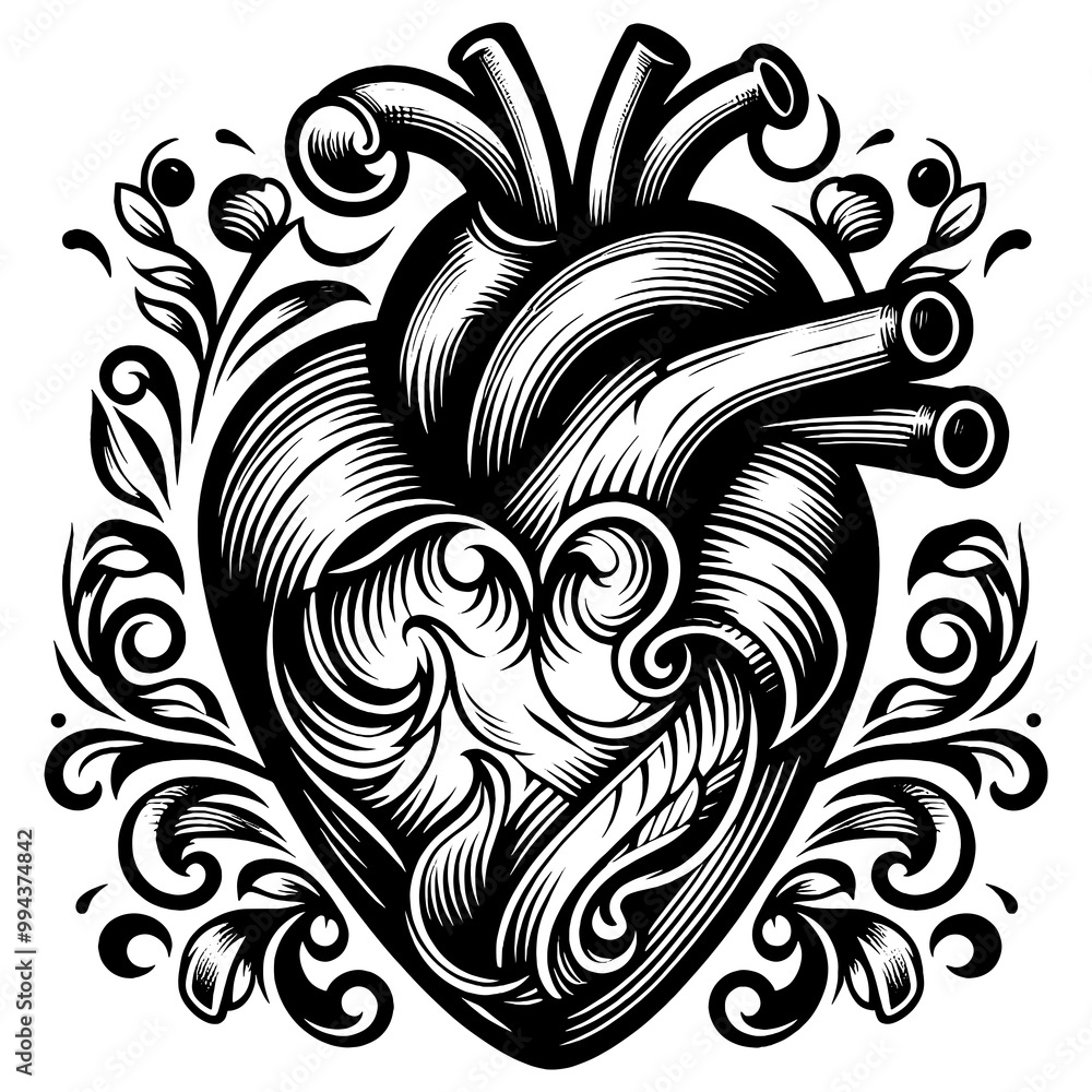 ornate heart with intricate swirls and patterns sketch engraving generative ai fictional character PNG illustration. Scratch board imitation. Black and white image. ornate heart with intricate swirls and patterns sketch engraving generative ai fictional character PNG illustration. Scratch board imitation. Black and white image.