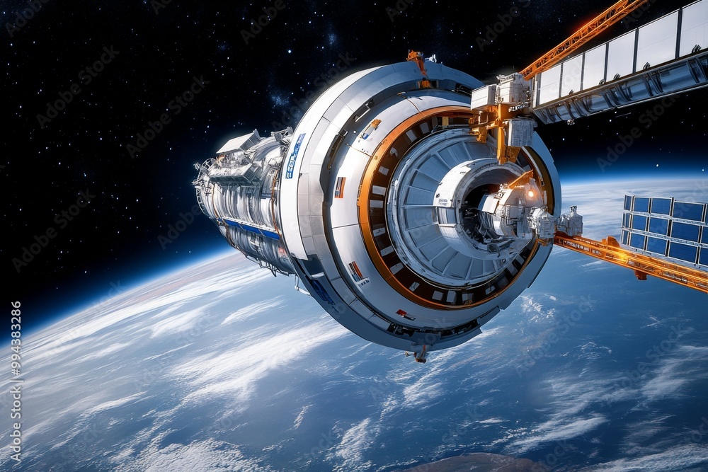 A futuristic space elevator connecting Earth to a massive space station, revolutionizing space travel and exploration A futuristic space elevator connecting Earth to a massive space station, revolutionizing space travel and exploration