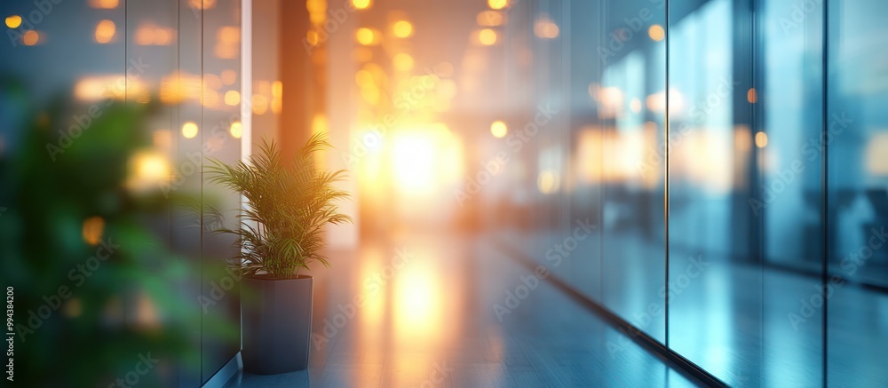 Fototapeta premium Glass Corridor with Sunlight