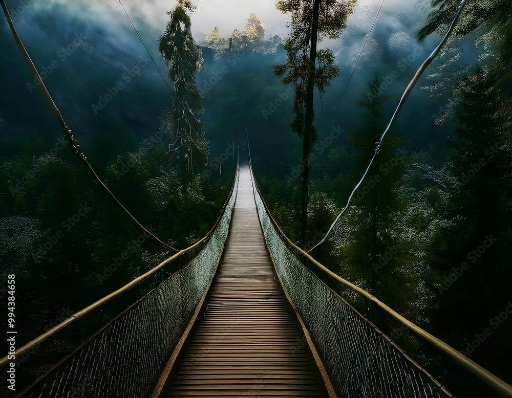 Fototapeta premium suspension bridge in the forest