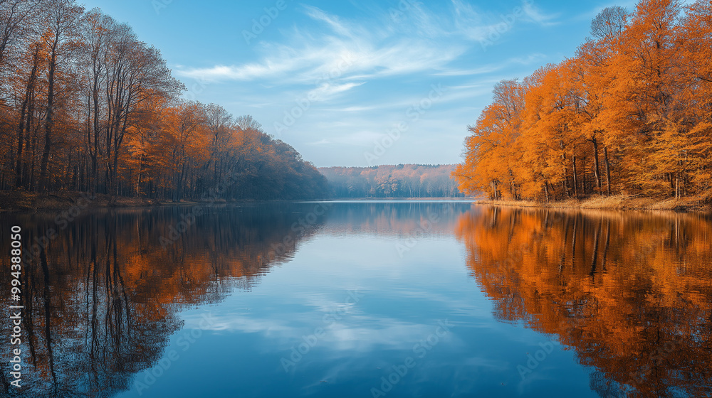 Reflections on Water, an image of calm water reflecting the sky and trees, symbolizing introspection during the new year, with copy space, Rosh Hashana Reflections on Water, an image of calm water reflecting the sky and trees, symbolizing introspection during the new year, with copy space, Rosh Hashana
