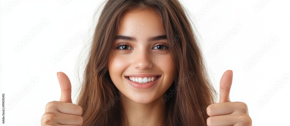 Smiling Woman Giving Thumbs Up