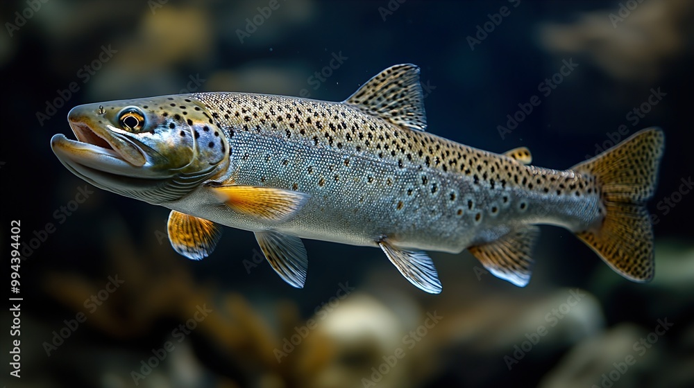 Brown Trout Swimming in Clear Water - Close-Up Photography Brown Trout Swimming in Clear Water - Close-Up Photography