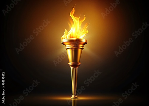 Radiant Golden Torch Illuminating Darkness with Warm Glow in a Darkened Background Setting