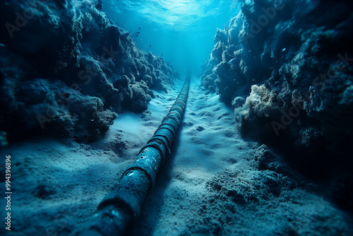 Submarine Cable in Deep Ocean Trench photo