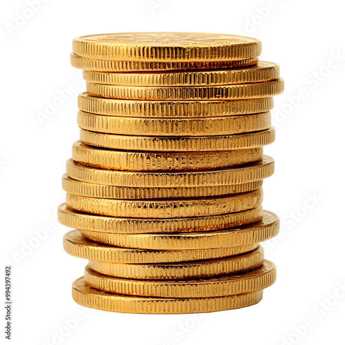 Stack of Gold Coins isolated on transparent background