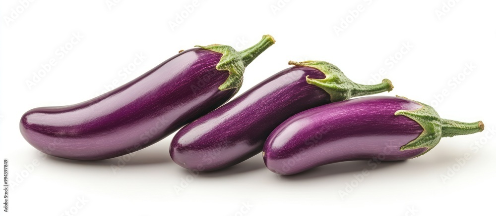 Three Eggplants on White Background Three Eggplants on White Background