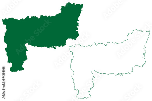 Purnia district (Bihar State, division, Republic of India) map vector illustration, scribble sketch Purnia map photo