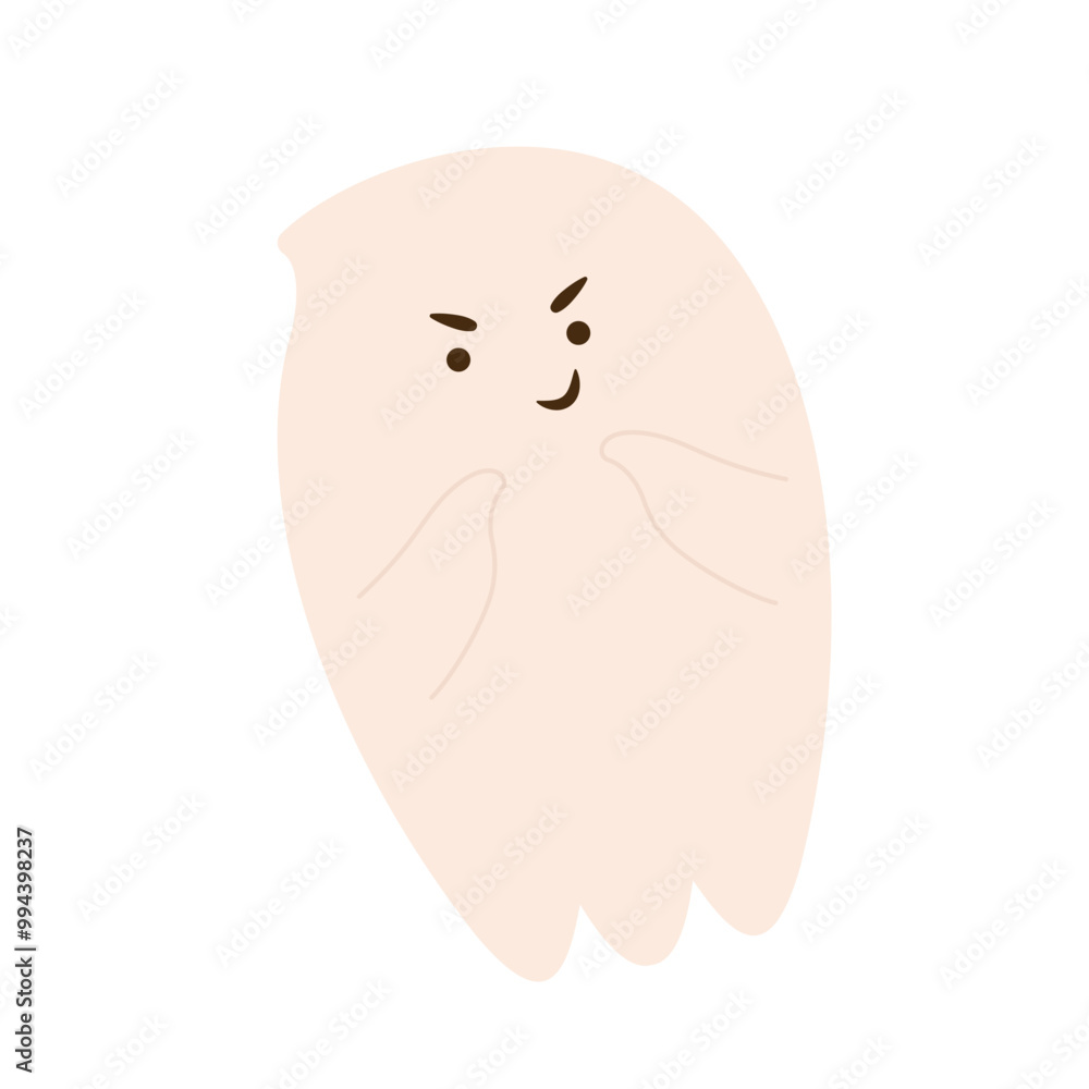 Сunning сute ghost on white background. Vector element for halloween concept with ghost for postcard, flyer or banner. Сunning сute ghost on white background. Vector element for halloween concept with ghost for postcard, flyer or banner.