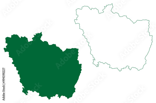 Rajgarh district (Madhya Pradesh State, Bhopal division, Republic of India) map vector illustration, scribble sketch Rajgarh map
