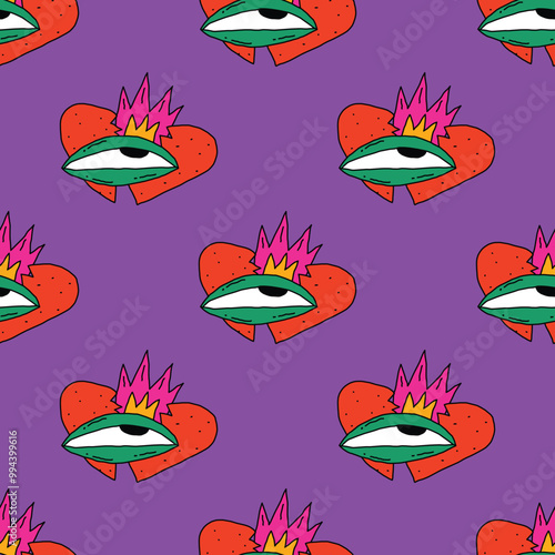 square seamless pattern -sinister eyes for Halloween.Devil eyes in 1970s psychedelic style.Groovy and funky print ornament.A look from a horror movie. Mystical esoteric eye.Witches,astrology and tarot