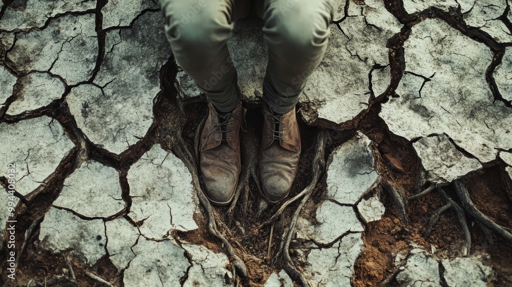 Cracked Dry Ground with Weathered Mud Texture Due to Drought and Climate Change Cracked Dry Ground with Weathered Mud Texture Due to Drought and Climate Change