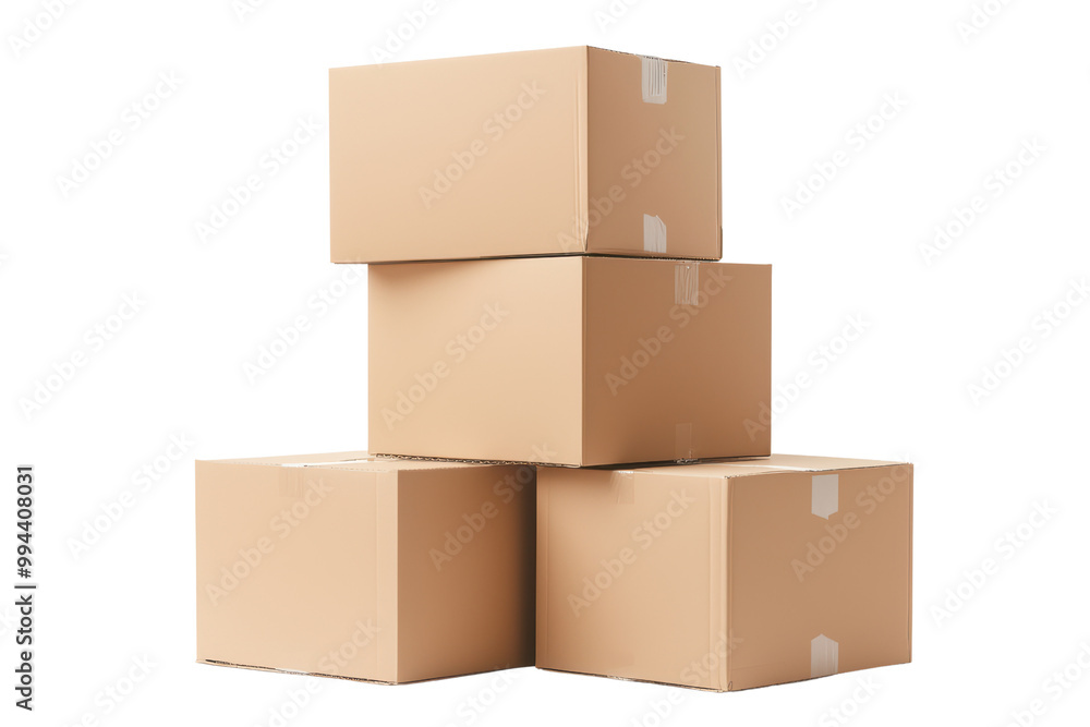 Stack of cardboard boxes isolated on transparent background. Stack of cardboard boxes isolated on transparent background.