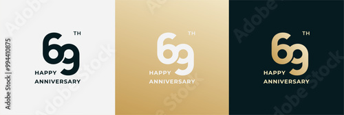 Schilderij op canvas Logo 69th, 69 years anniversary, Creative design for celebration, birthday, greeting and invitation