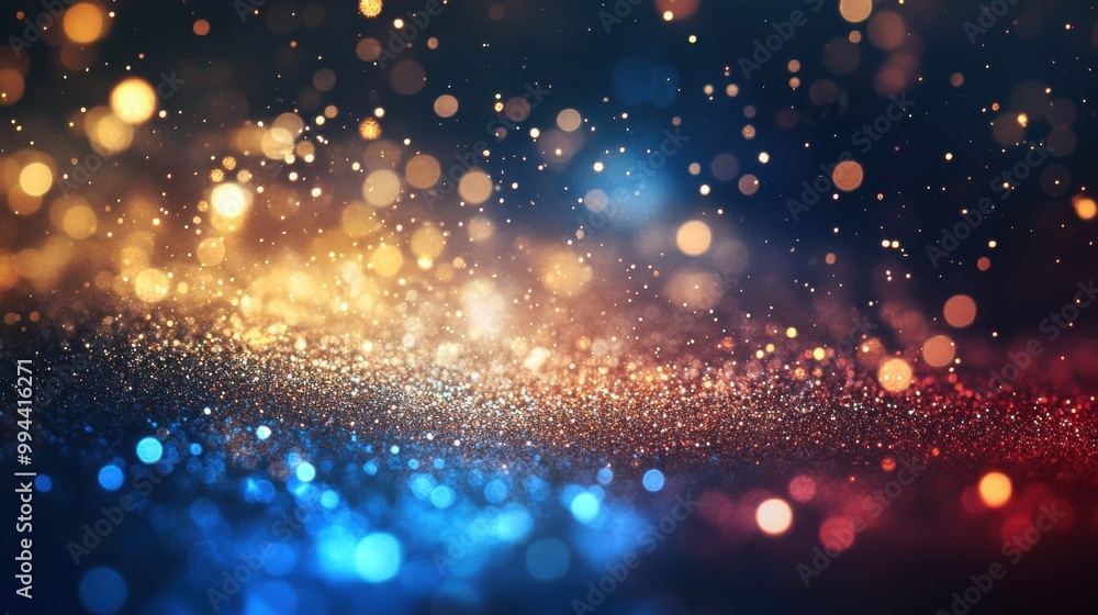 Glittering festive lights in gold and blue, bokeh holiday background
Glittering festive lights in gold and blue, bokeh holiday background
