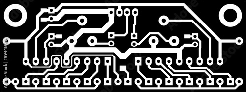 Tracing conductors of printed circuit board
of electronic device. Vector engineering 
drawing of pcb. Electric background.
Computer technic cad design.