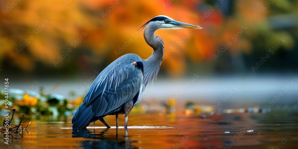Naklejka premium Great Blue Heron in Autumn