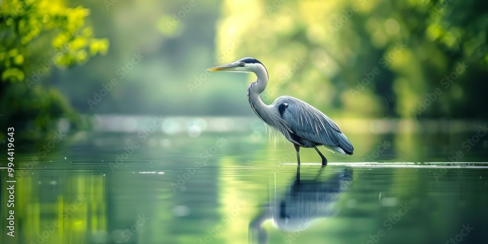 Naklejka premium Grey Heron by the Water's Edge