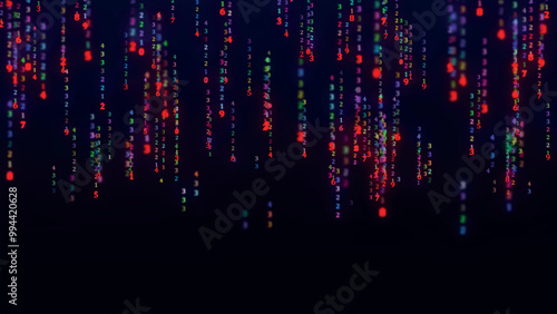 Wallpaper Mural Binary code with numbers moving on the screen. Digital age. Binary algorithm, data code, decryption and encoding. Matrix background of numbers. 3D vector illustration Torontodigital.ca