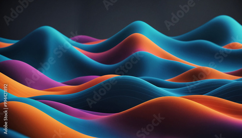 Colorful waves in 3d, dunes in color, geometric waves,background,patterns and abstract art wallpaper photo