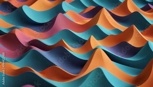 Colorful waves in 3d, dunes in color, geometric waves,background,patterns and abstract art wallpaper photo