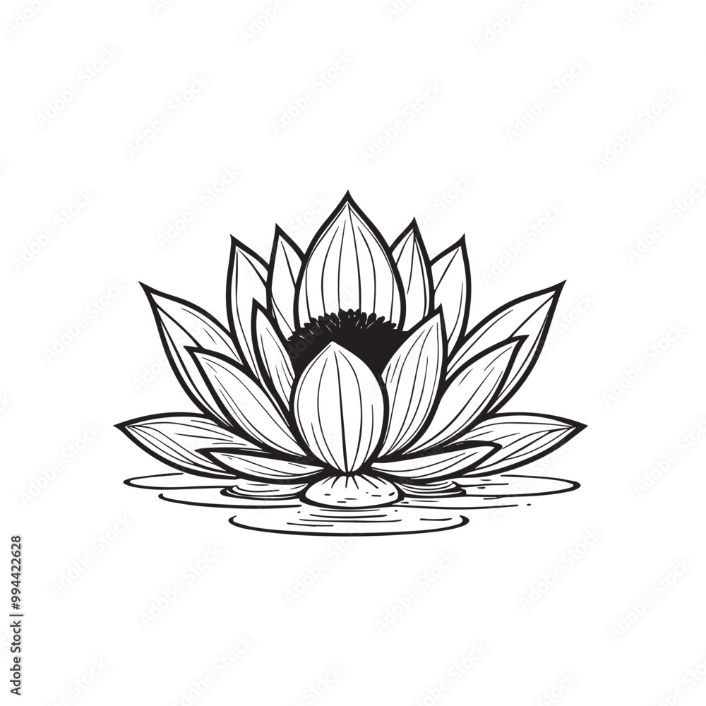 Lotus flower or water lily silhouette icon Lotus flower or water lily silhouette icon