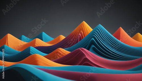 Colorful waves in 3d, dunes in color, geometric waves,background,patterns and abstract art wallpaper photo