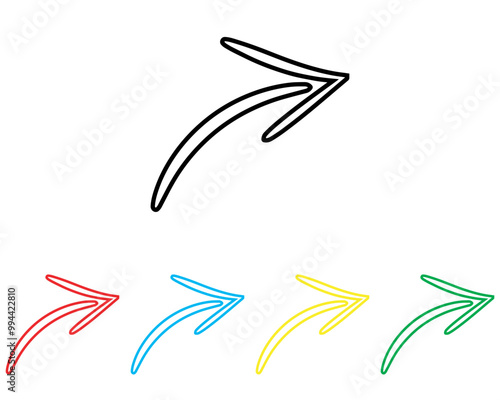 Curved arrow icon vector. Arrow pointer icon sign symbol in trendy flat style. Set elements in colored icons. Arrow right vector icon illustration isolated on white background