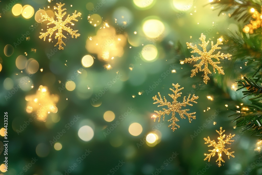 Golden Christmas Lights on Pine Branches with Festive Background
Golden Christmas Lights on Pine Branches with Festive Background