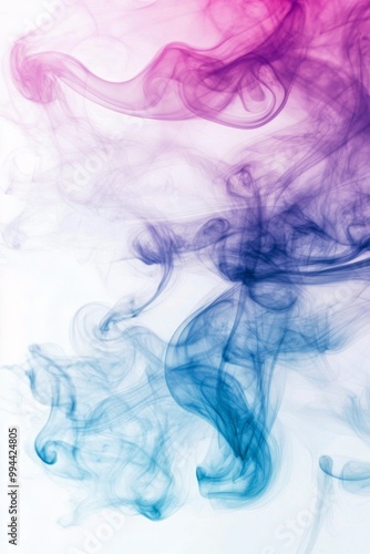 Colorful abstract smoke patterns blending in shades of purple and blue against a light background