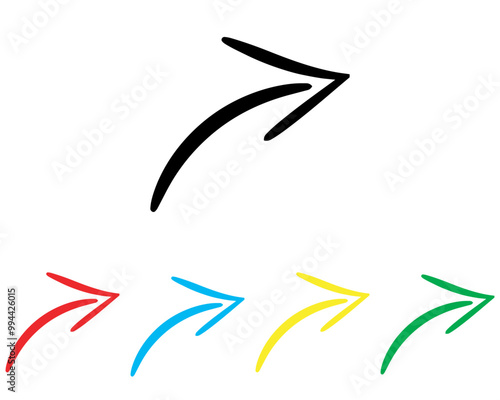 Curved arrow icon vector. Arrow pointer icon sign symbol in trendy flat style. Set elements in colored icons. Arrow right vector icon illustration isolated on white background