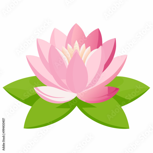 Pink lotus flower isolated on white background. Vector cartoon flat illustration. stock illustration