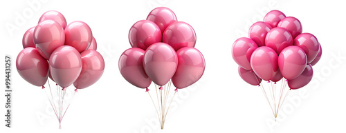 set of pink balloons isolated on transparent background