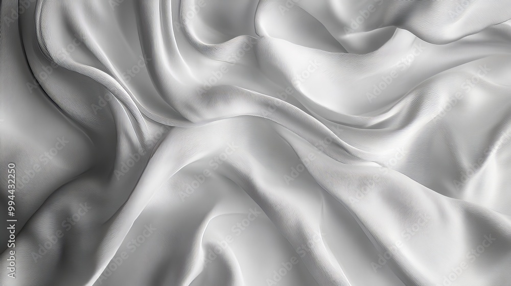 Fototapeta premium Detailed depiction of a curtain backdrop, featuring flowing and graceful waves that suggest a sense of movement and fluidity. The image conveys the intricate design and texture of the fabric