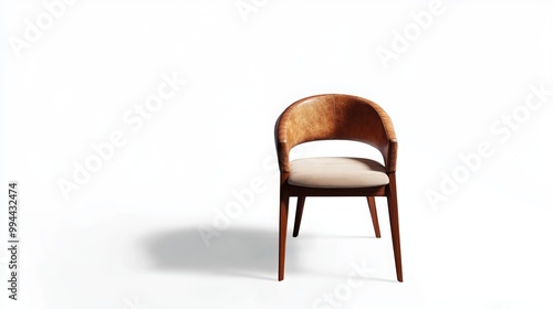 Wallpaper Mural Dining chair photographed from a unique perspective to showcase its design. The chair is isolated against a white background, allowing for clear observation of its features and upholstery.  Torontodigital.ca