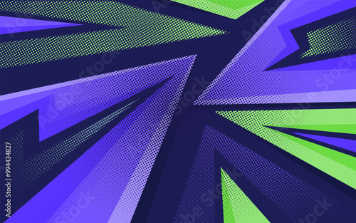 
Blue and green sports abstract background with sharp geometric shapes and halftone texture vector illustration