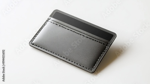 Front-facing view of a gray plastic cardholder isolated on a white background. 