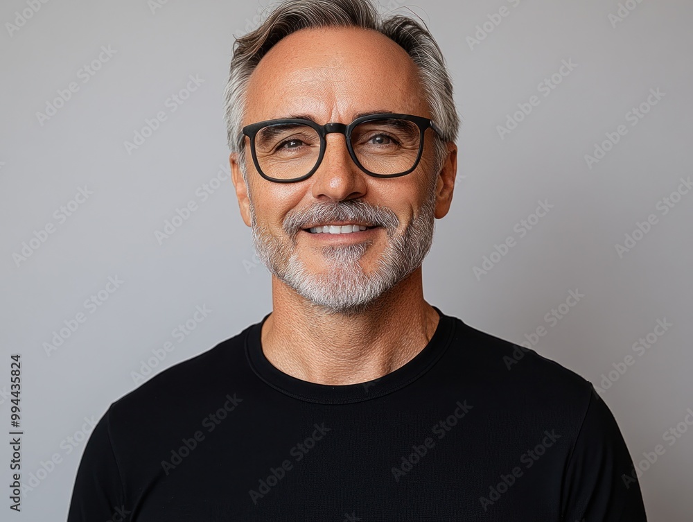 A smiling, well-groomed man in glasses exudes confidence and approachability in a relaxed indoor environment A smiling, well-groomed man in glasses exudes confidence and approachability in a relaxed indoor environment