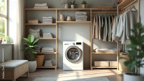 Well-Organized Laundry Room with Natural Light