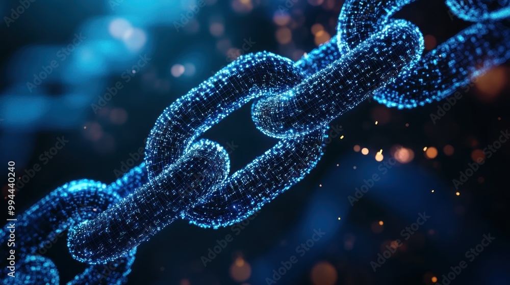 Abstract Blue Chain Constructed of Glowing Points Abstract Blue Chain Constructed of Glowing Points