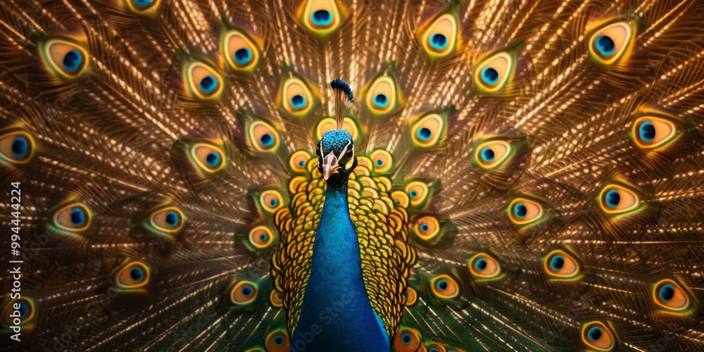 Fototapeta premium Peacock with Spread Feathers