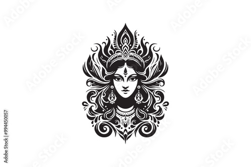 Ma Durga silhouette vector, Durga silhouette vector