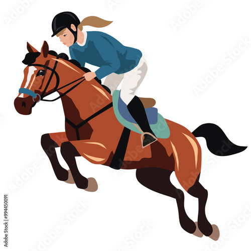 Equestrian sport vector cartoon illustration