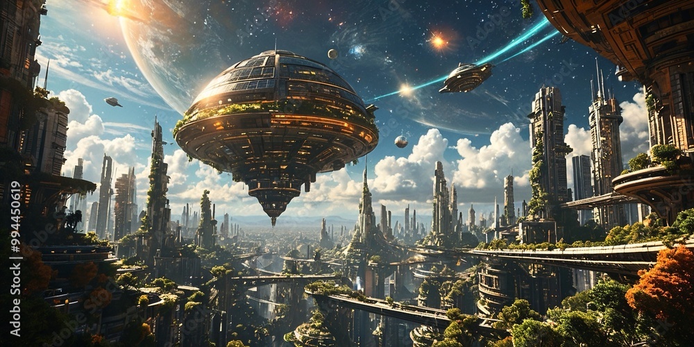 Fototapeta premium A breathtaking futuristic space scene