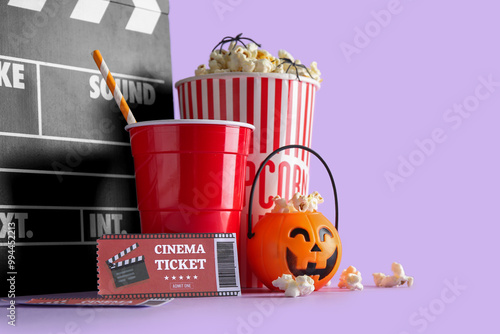 Cup of drink, tasty popcorn...