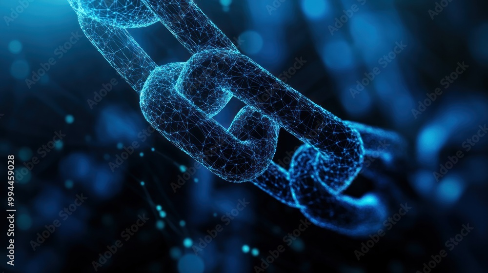 A close-up view of a chain with a futuristic, digital design A close-up view of a chain with a futuristic, digital design