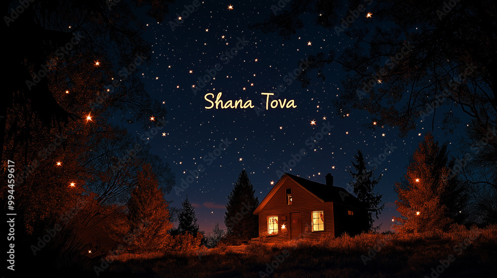 Fototapeta premium Shana Tova Written in Stars, a night sky where the words