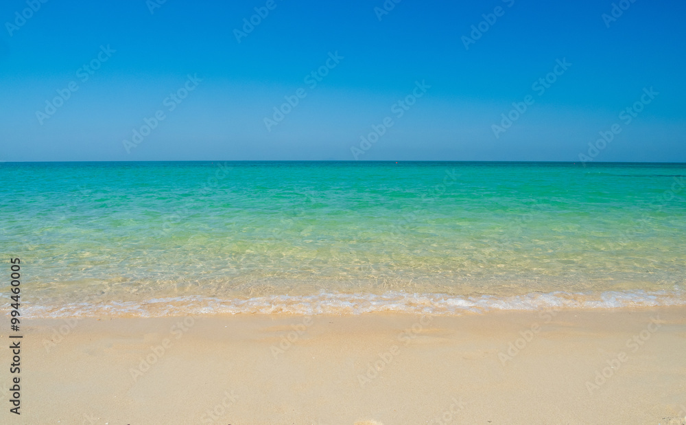 Beautiful horizon landscape summer season panorama front view point tropical sea beach white sand clean and blue sky background calm nature ocean wave water travel at Sai Kaew Beach thailand holiday Beautiful horizon landscape summer season panorama front view point tropical sea beach white sand clean and blue sky background calm nature ocean wave water travel at Sai Kaew Beach thailand holiday
