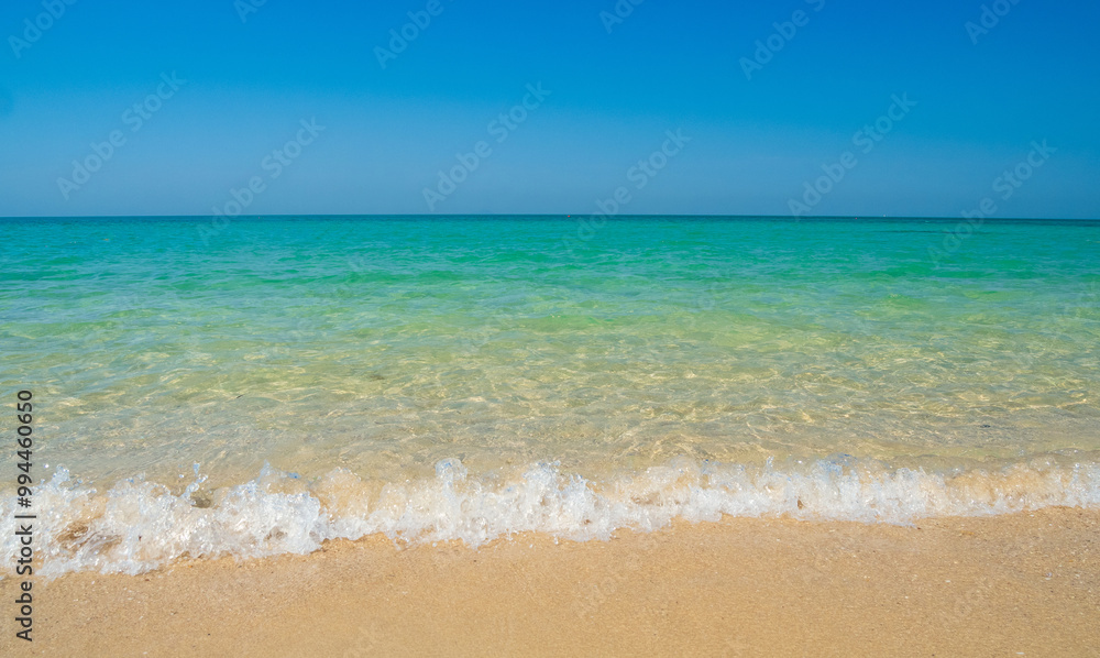 Beautiful horizon landscape summer season panorama front view point tropical sea beach white sand clean and blue sky background calm nature ocean wave water travel at Sai Kaew Beach thailand holiday Beautiful horizon landscape summer season panorama front view point tropical sea beach white sand clean and blue sky background calm nature ocean wave water travel at Sai Kaew Beach thailand holiday