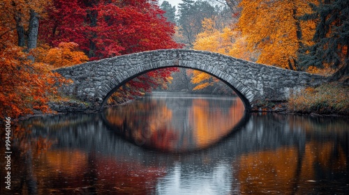 old stone bridge in autumn park © Roman